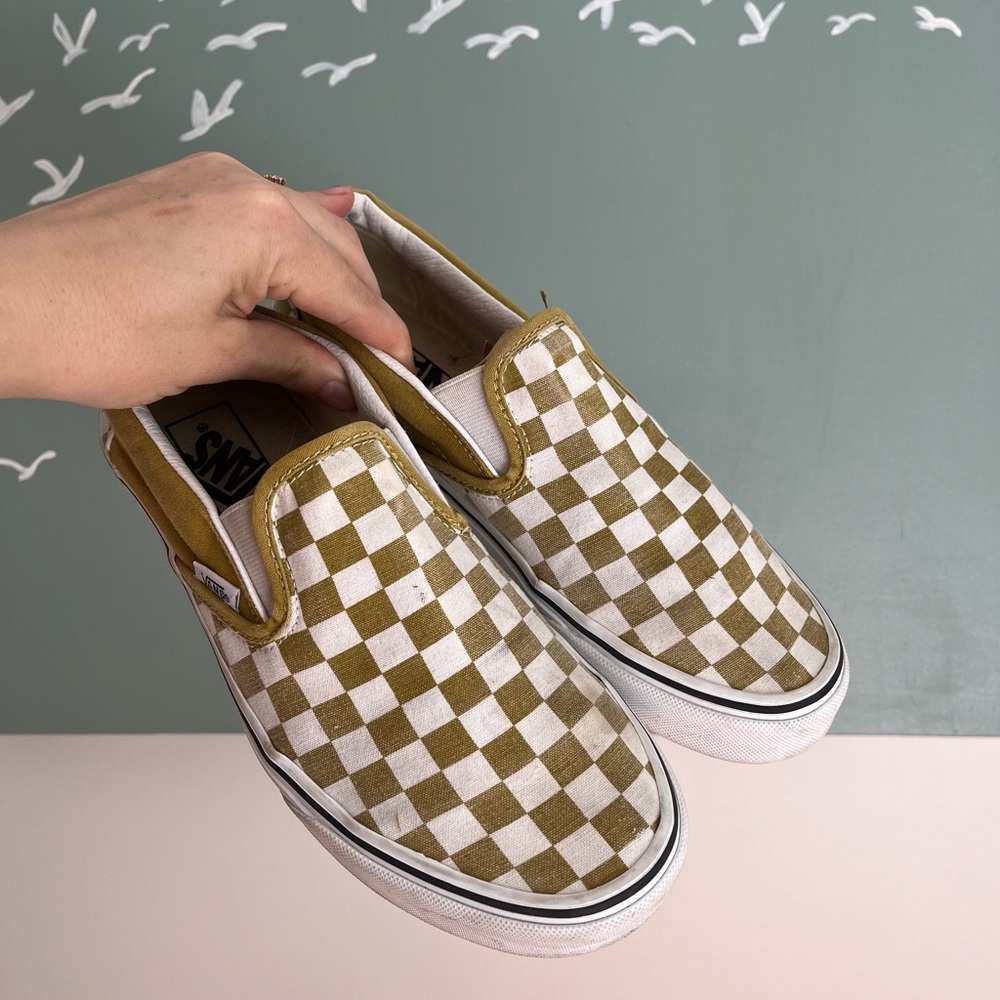 Green and White Checkerboard Vans